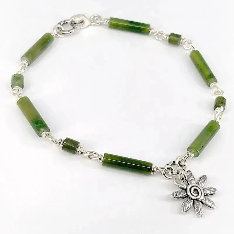 Raw sterling silver bracelet with nephrite, Raw sterling silver bracelet, Handmade bracelet, Get authentic 20% off