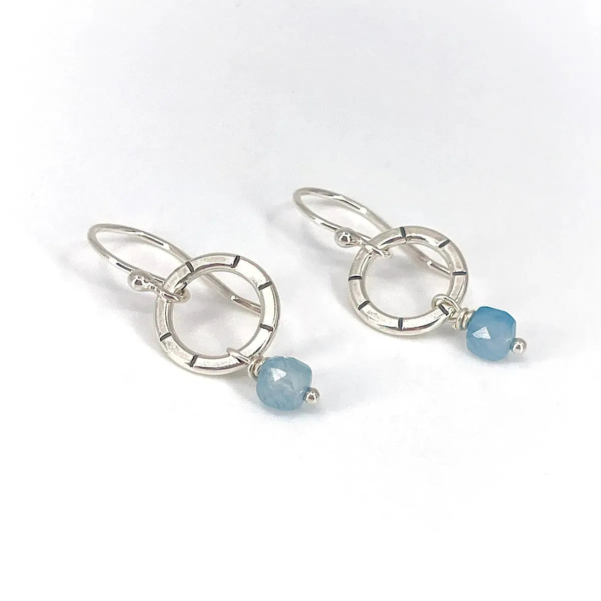 Aquamarine, store Clear Quartz, Sterling Silver Hoop Earrings, March Birthstone, Silver Crystal Hoop, Aquamarine Hoop, Quartz Hoops, Crystal Hoops