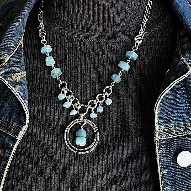 Necklaces/Pendants - Kristin Christopher - sterling silver and aquamarine stones