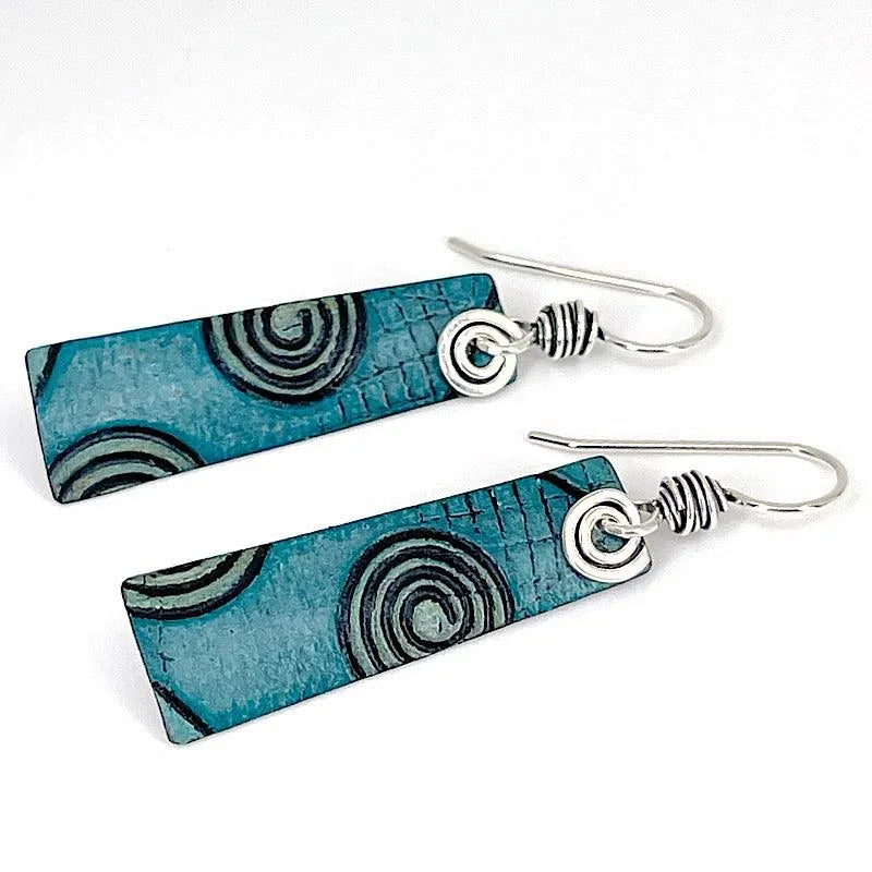 Aqua Copper Earrings with Sterling Silver Accents - Kristin Christopher