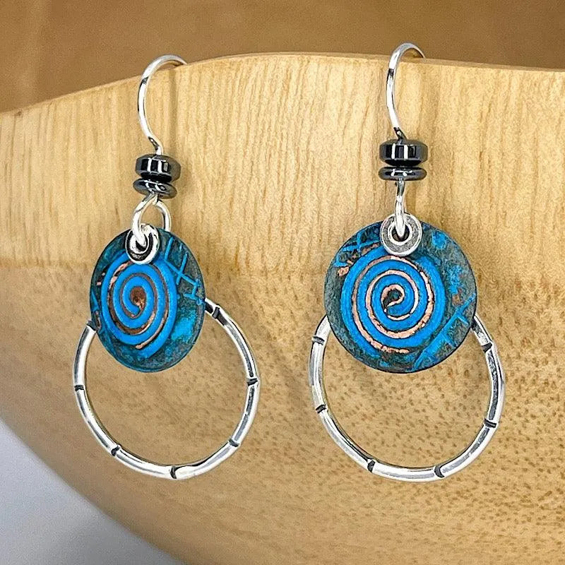 Copper Blue Patina and Sterling Earrings - Kristin Christopher