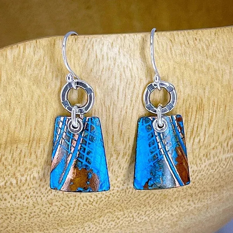 Copper Blue Patina and Sterling Earrings - Kristin Christopher