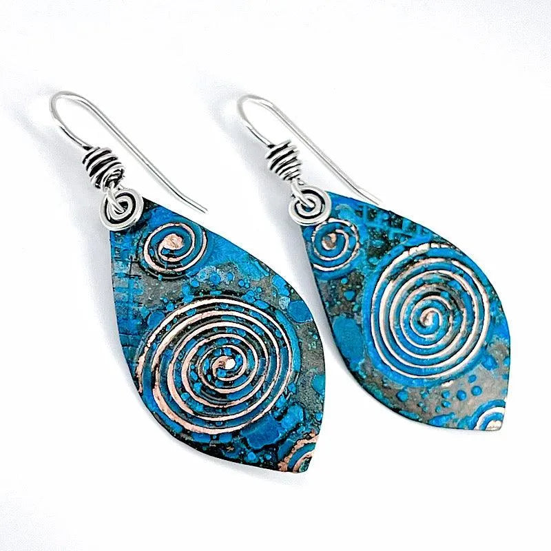 Copper Blue Patina and Sterling Earrings - Kristin Christopher