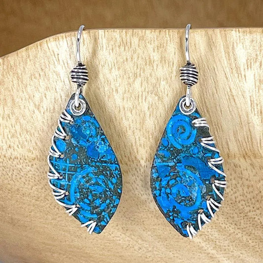 Copper Blue Patina and Sterling Earrings - Kristin Christopher