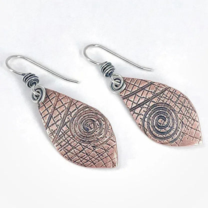 Copper Graphite Patina and Sterling Earrings