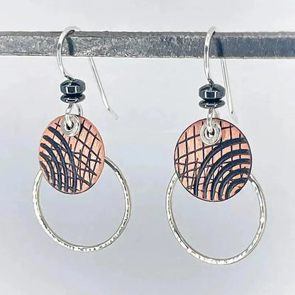 Copper Graphite Patina and Sterling Earrings