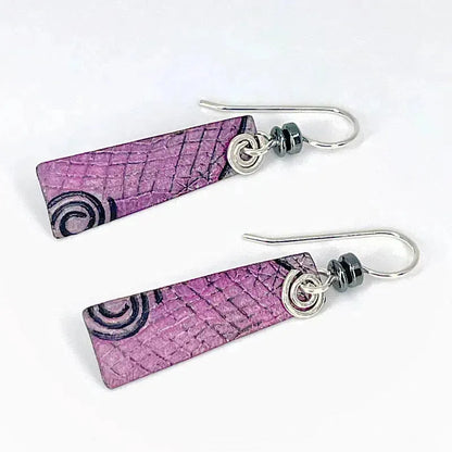 Pink Copper Earrings with Sterling Silver Accents