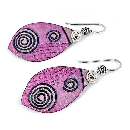 Pink Copper Earrings with Sterling Silver Accents