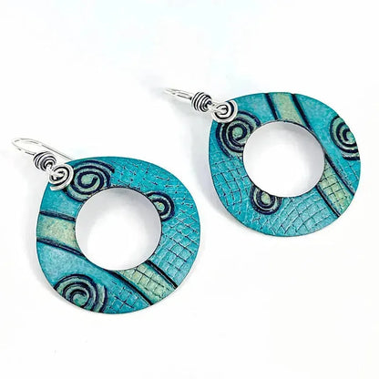 Aqua Copper Earrings with Sterling Silver Accents