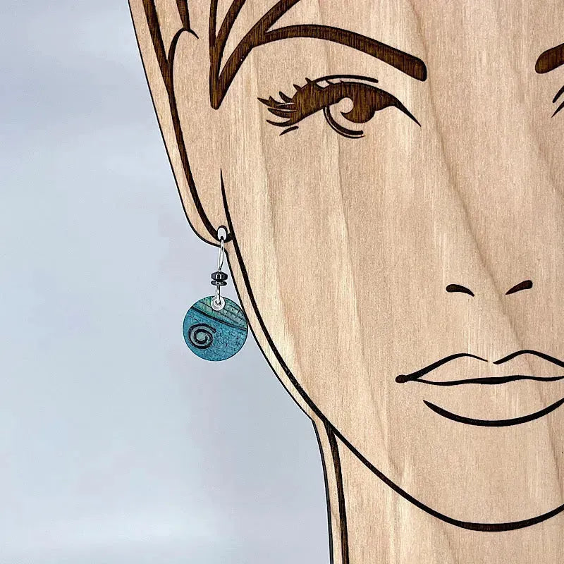 Aqua Copper Earrings with Sterling Silver Accents