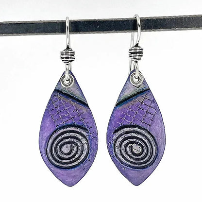 Purple Copper Earrings with Sterling Silver Accents