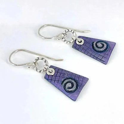 Purple Copper Earrings with Sterling Silver Accents