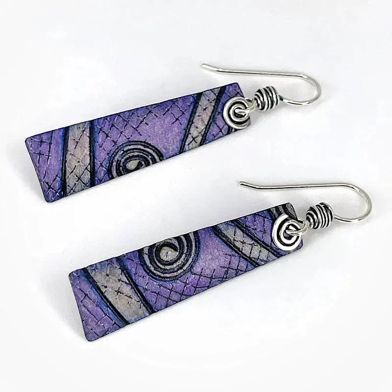 Purple Copper Earrings with Sterling Silver Accents