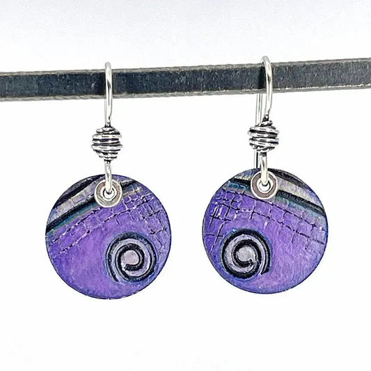 Purple Copper Earrings with Sterling Silver Accents