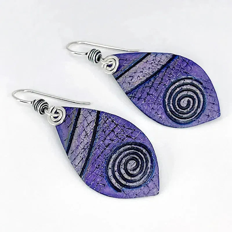 Purple Copper Earrings with Sterling Silver Accents