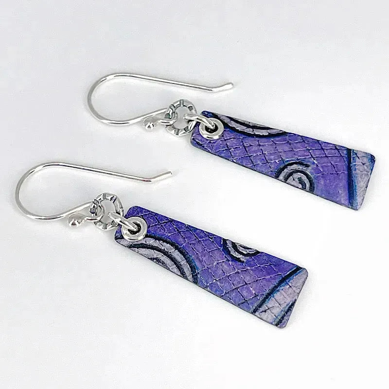 Purple Copper Earrings with Sterling Silver Accents