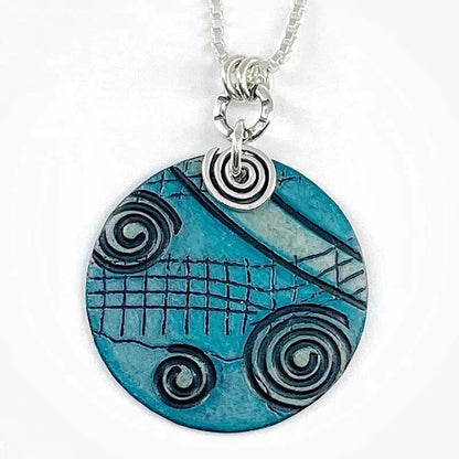 Aqua Copper and Sterling Silver Necklace