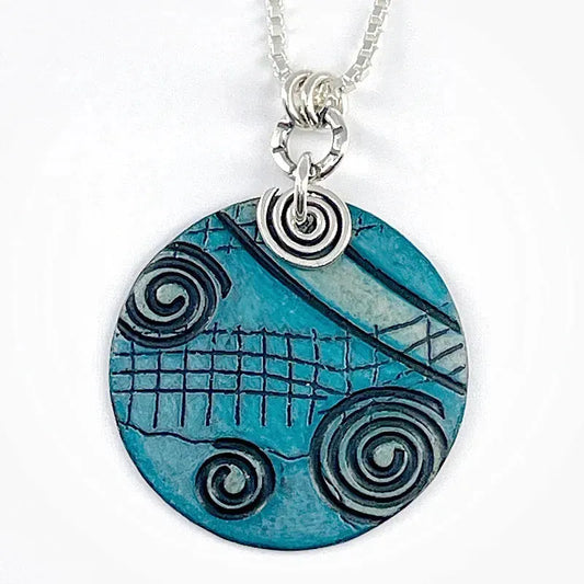 Aqua Copper and Sterling Silver Necklace