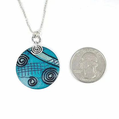 Aqua Copper and Sterling Silver Necklace