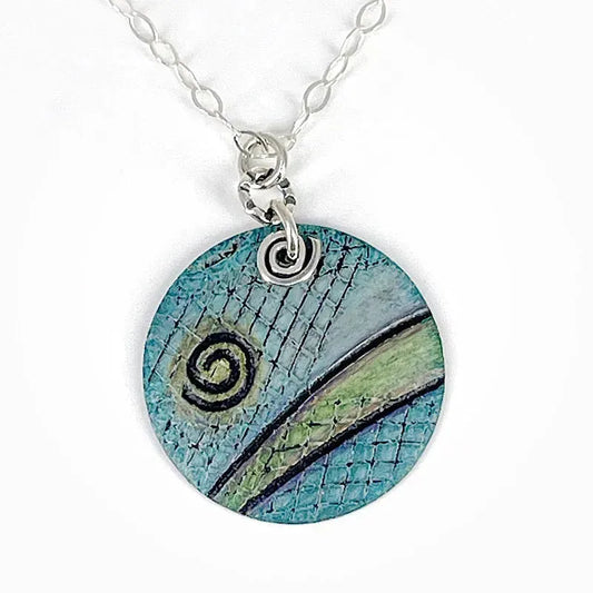 Aqua Copper and Sterling Silver Necklace