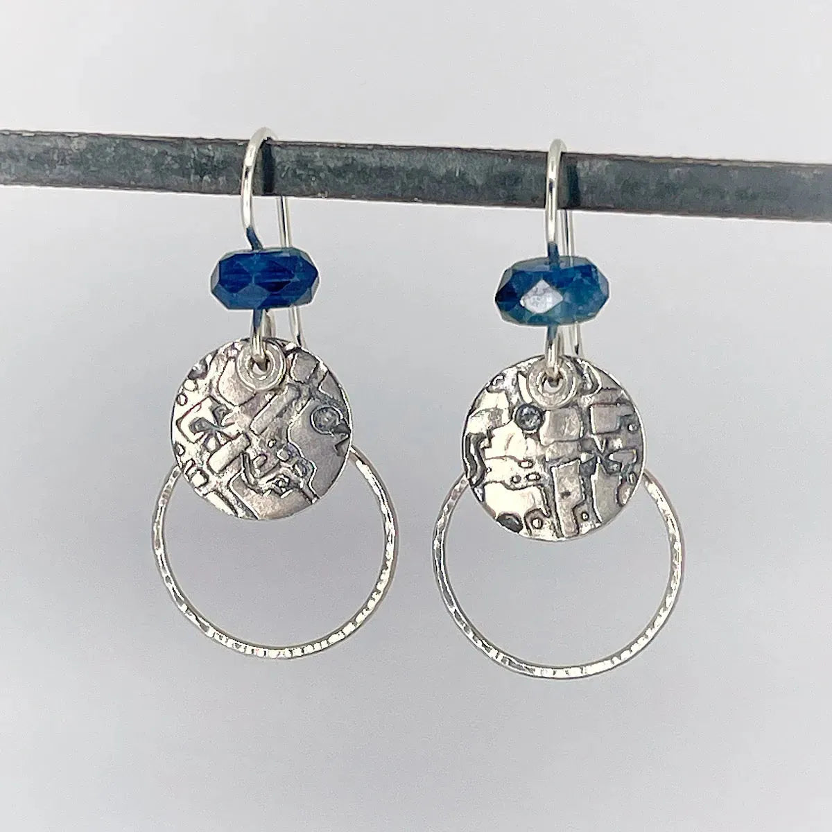 Sterling Hoop Earrings with Kyanite