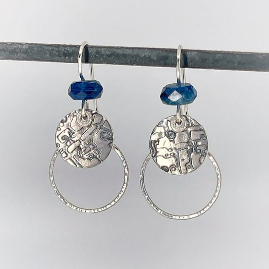 Sterling Hoop Earrings with Kyanite