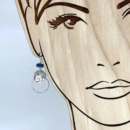 Sterling Hoop Earrings with Kyanite