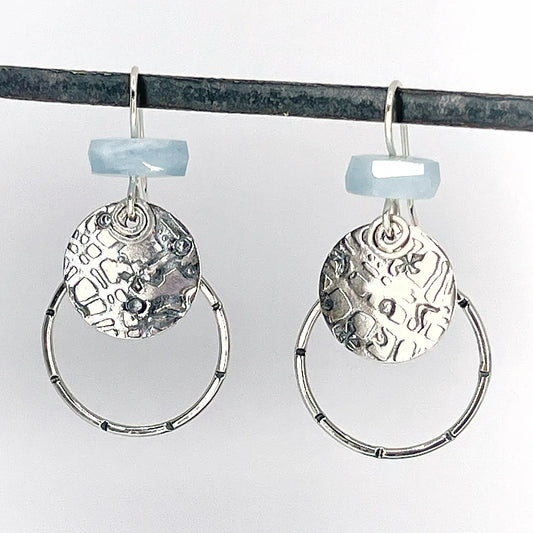 Sterling Hoop Earrings with Aquamarine