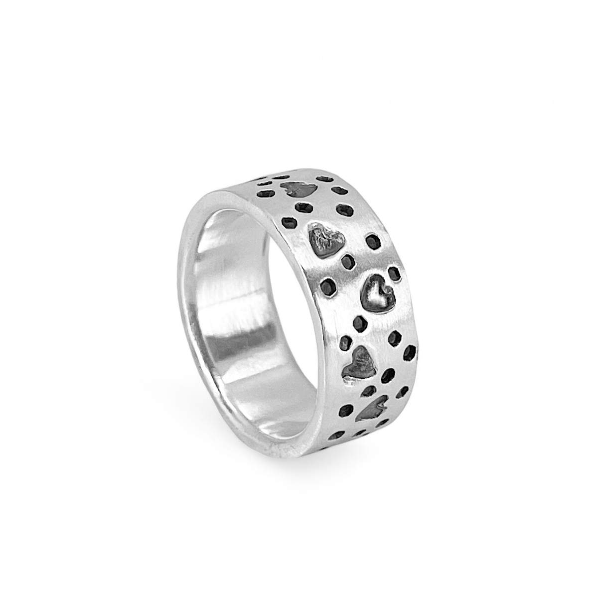 Sterling silver ring - Heart Ring - side view