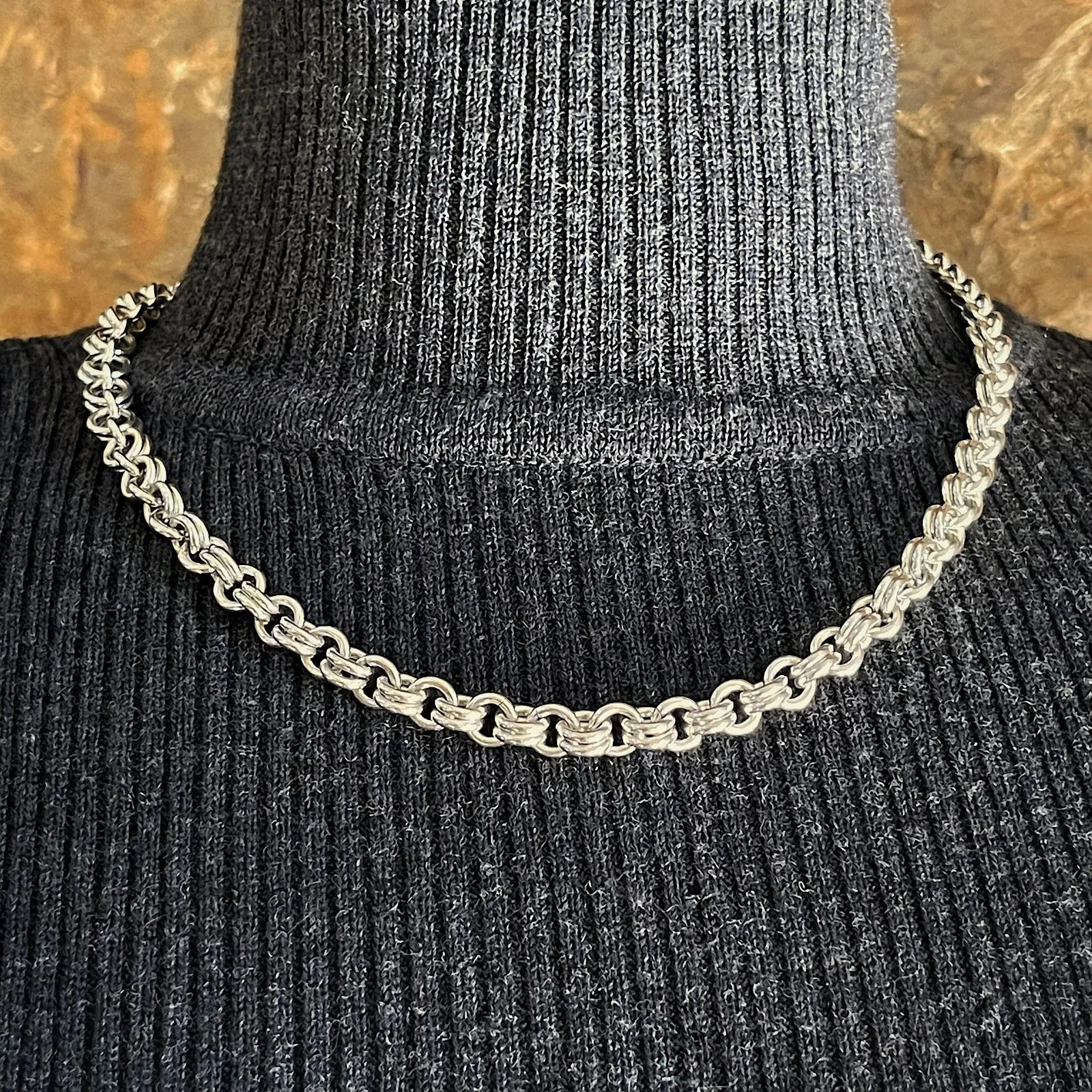 Front view of Kristin Christopher's Sterling Silver Single Double Round Chain