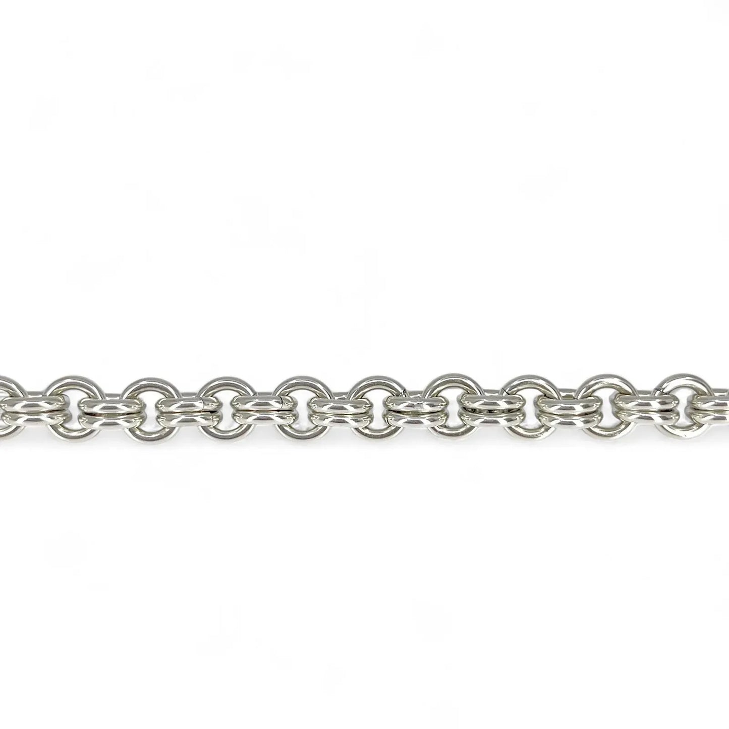 Close up of Sterling Silver Single Double Round Chain by Kristin Christopher