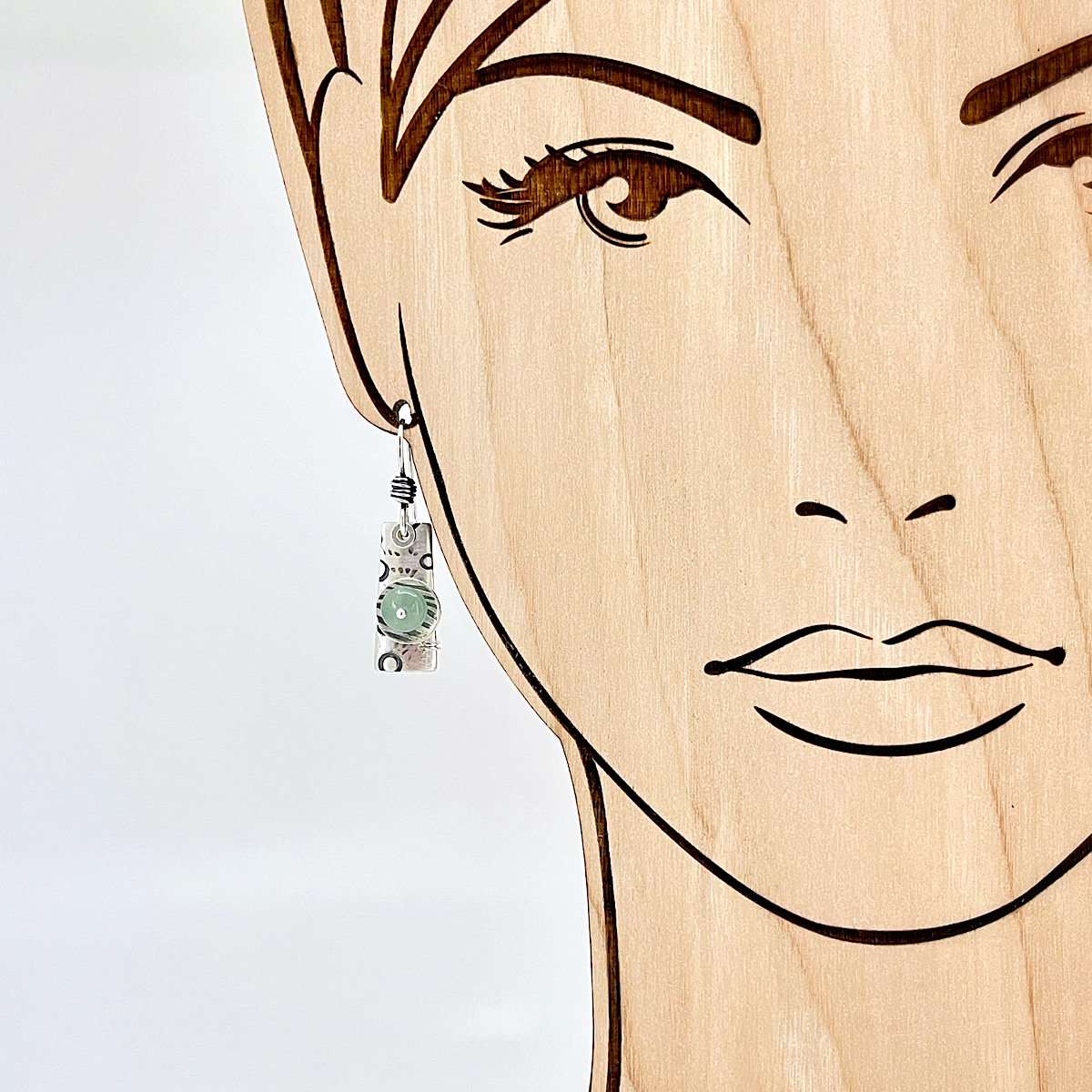 Sterling and Adventurine Earrings by Kristin Christopher - view on model