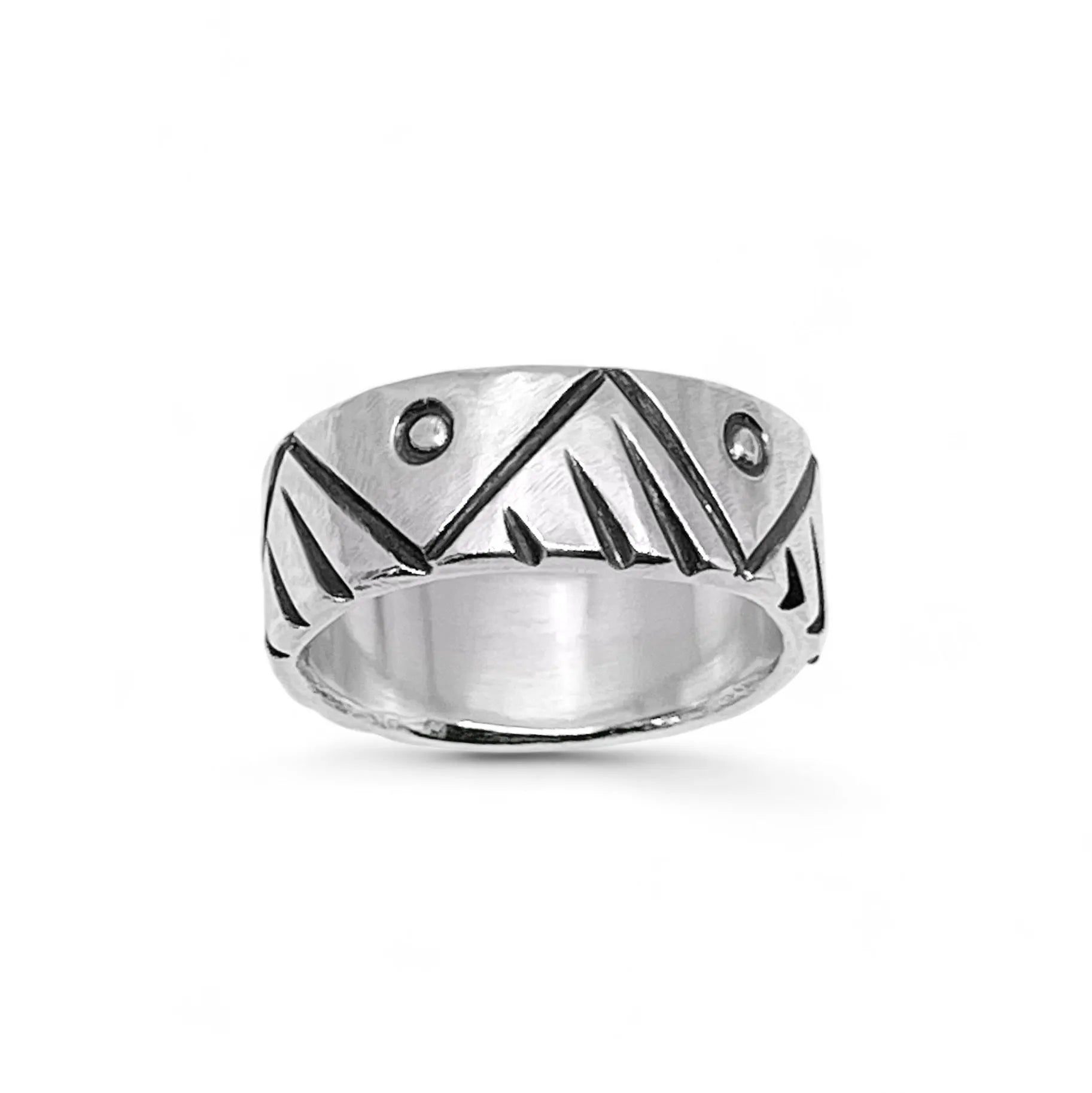 Sterling Silver Ring - Mountain wide band