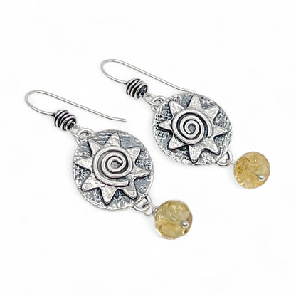 Sterling Sun Earrings with Citrine