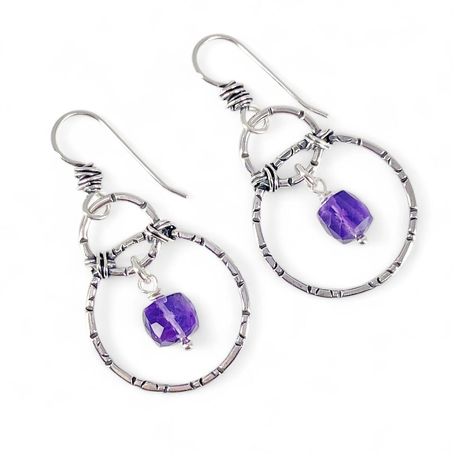 Sterling Hoops with Amethyst