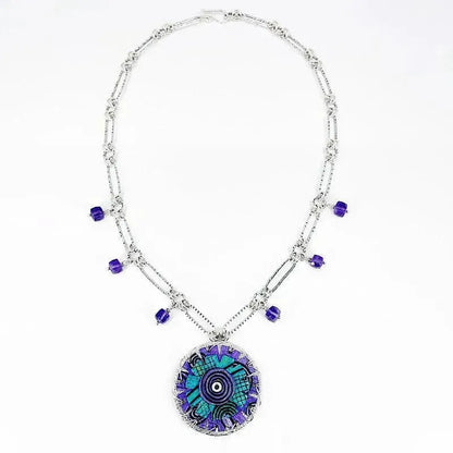 Purple and Aqua Copper and Sterling Silver Necklace with Amethyst - Kristin Christopher