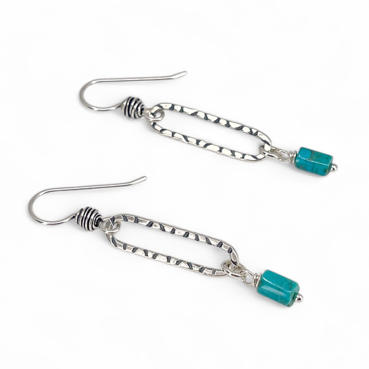 Sterling Oval Hoops with Turquoise - Kristin Christopher