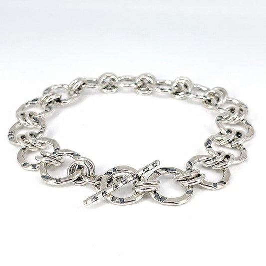 Sterling Silver Circles Bracelet with Hand-stamped Pattern - Kristin Christopher
