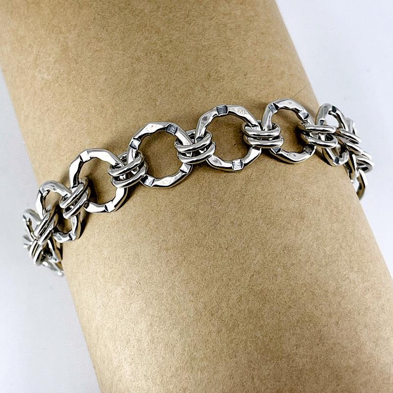 Sterling Silver Circles Bracelet with Rectangle Pattern - Kristin Christopher