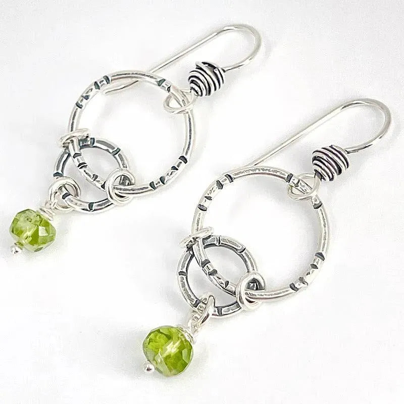 Sterling Silver Double Hoops with Peridot - Kristin Christopher