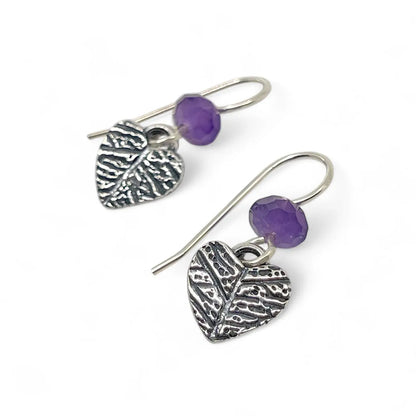 Sterling Silver Heart Earrings with Amethyst - Kristin Christopher