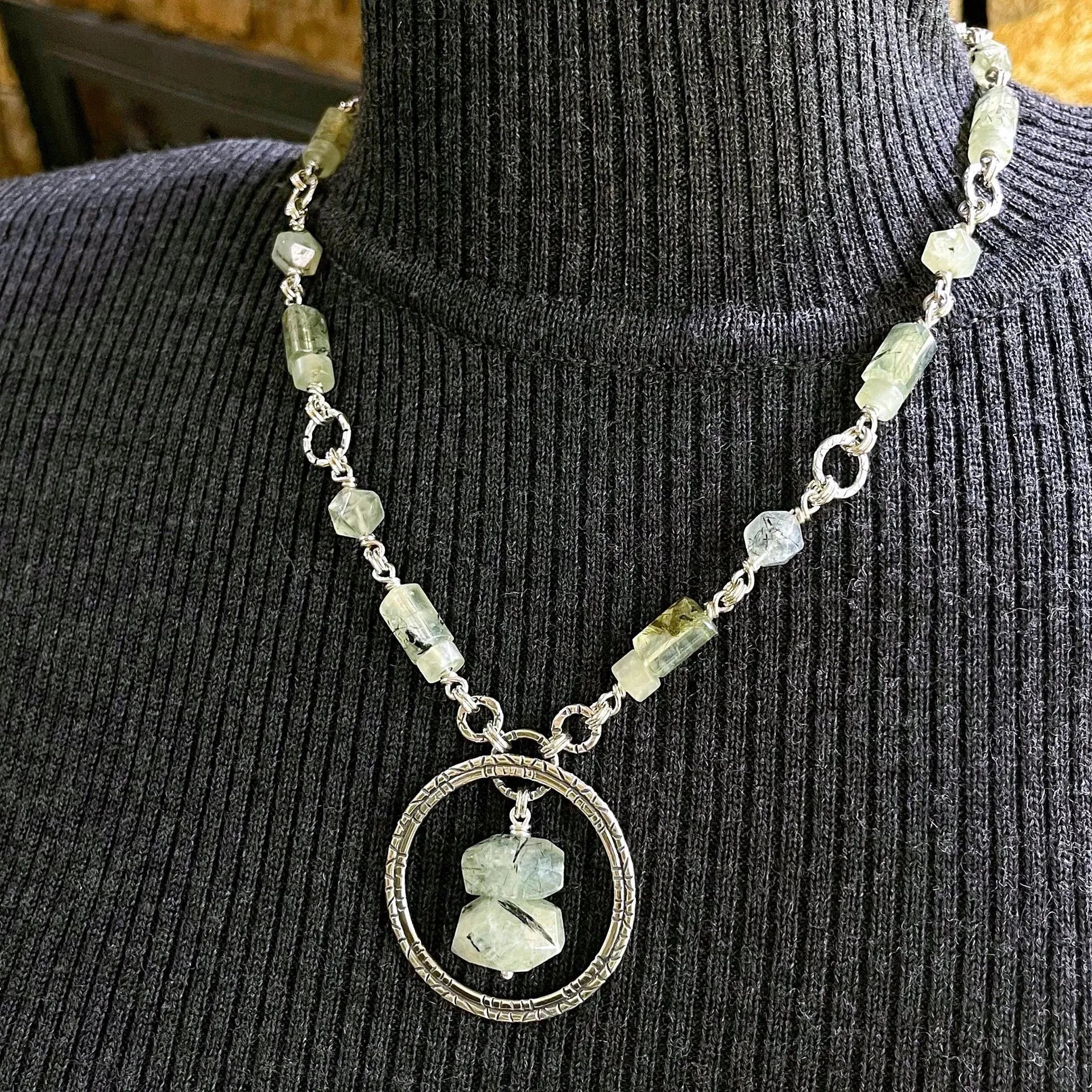 Sterling Silver Necklace with Prehnite - Kristin Christopher