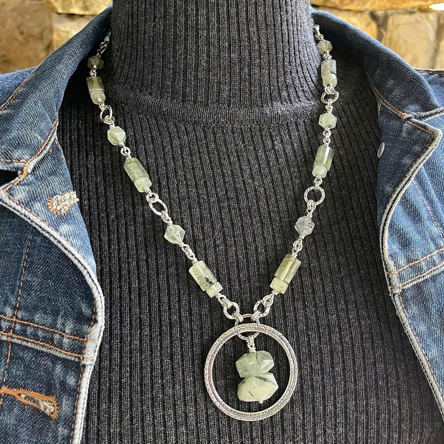 Sterling Silver Necklace with Prehnite - Kristin Christopher