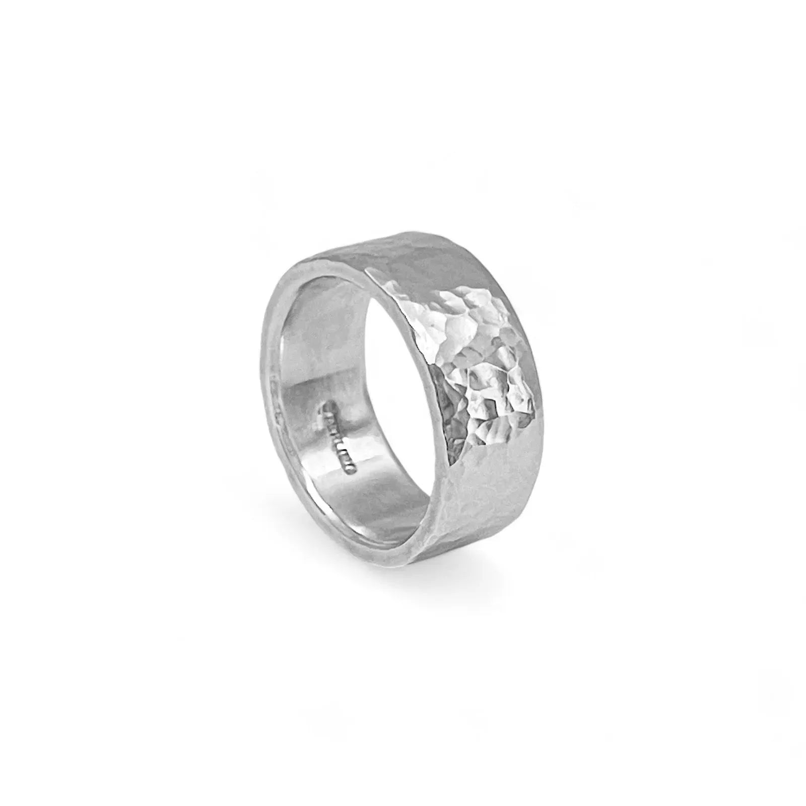 Wide Hammered Sterling Silver outlets Ring