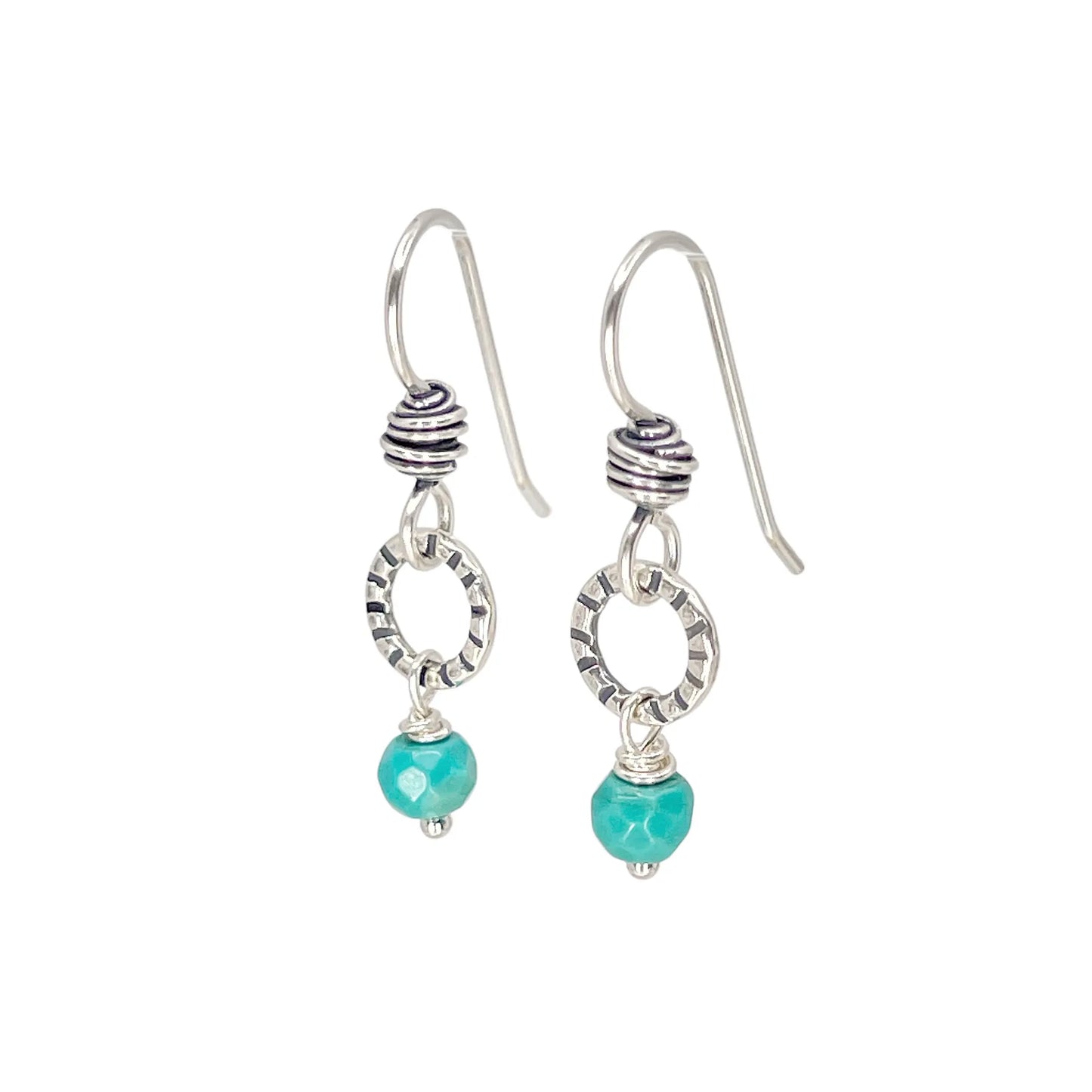 Sterling Small Hoops with Turquoise - Kristin Christopher